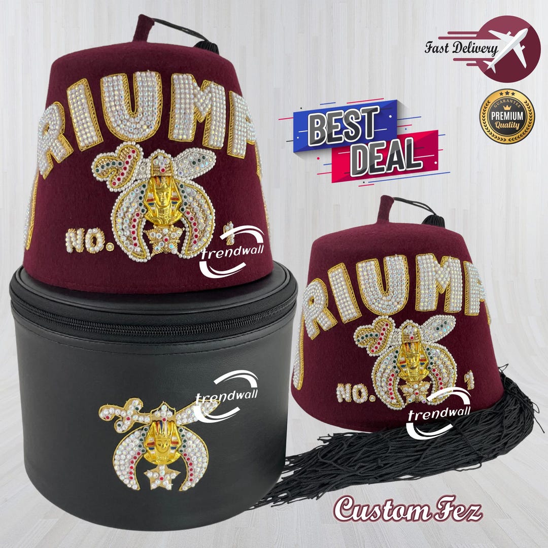 Masonic Shriner Fez With Case Custom Temple Name or Rhinestones ...