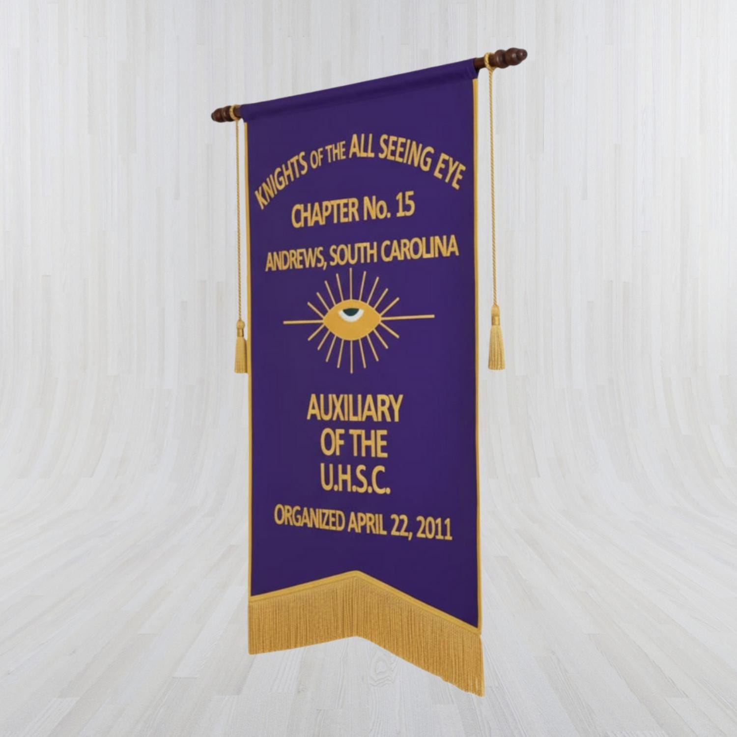 Knights of the All Seeing Eye Banner Printed With Gold Braid & Fringe ...