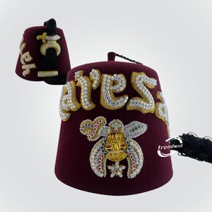 Masonic Shriner Fez: Custom Embroidered Temple Name, Rhinestone Detail