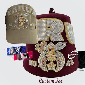 Custom Masonic Shriner Fez Baseball Cap: Rhinestone Embroidery, Black Tassel