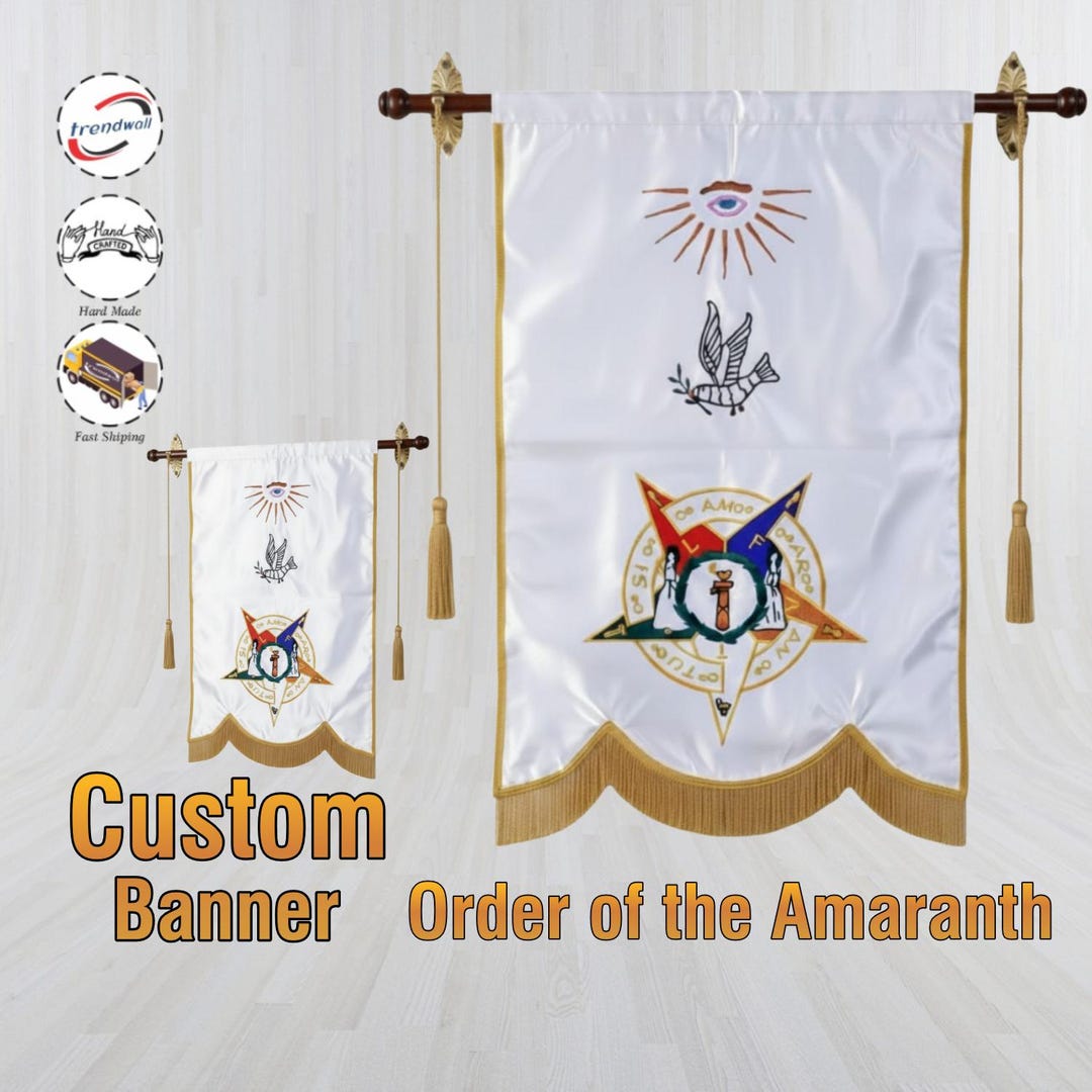 Order of the Amaranth Banner Printed With Gold Braid & Fringe Masonic ...