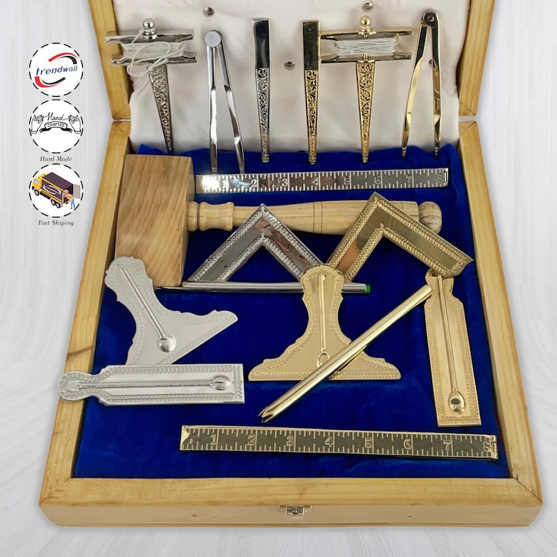 Masonic Standard Wooden Gavel and Metal Working Tools Set – Freemason ...
