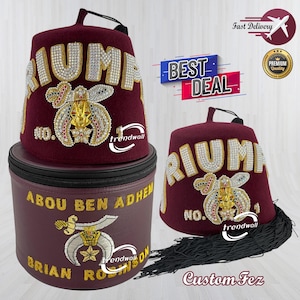 Shriner Fez With Case Custom Temple Name Or Rhinestones Embroidery Work & black Tassel (Best Deal)