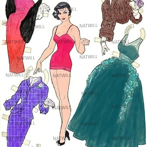 Printable Vintage 1955  Paper Dolls with Clothes |  Instant Digital Download.300dpi