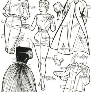 Printable Vintage 1955  Paper Dolls with Clothes |  Instant Digital Download 300DPI