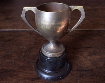 Vintage aged Trophy cups Cameo rhinestones pair