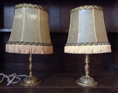 Vintage French skin shade cast brass ornate fringe desk bedside standing lamp SOLD INDIVIDUALLY circa 1930-40 39 s English Shop