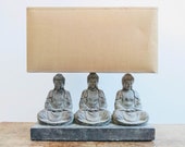 Vintage Chinese Three Buddha Electric Lamp Desk Standing Lamp Light Lantern Lighting Bedside Sideboard circa 1990 39 s English Shop