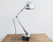 Vintage French Artisinat Francais Desk Standing Writing Lamp Electric Light Black Silver Stone Base Art Deco Nouveau c1930 39 s English Shop