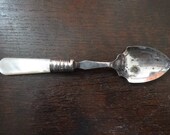 Vintage English Silver Plated EPNS Mother Of Pearl Serving Cream Pointed Small Spoon circa 1920-30 39 s English Shop