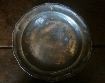 Antique French Pewter Deep Heavy Dinner Plate circa 1900's / EVE of Europe