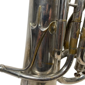 Vintage Tuba A. Laurent Paris French Traditional Musical Instrument Brass Silver circa 1950-60's / EVE image 6