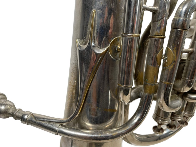 Vintage Tuba A. Laurent Paris French Traditional Musical Instrument Brass Silver circa 1950-60's / EVE image 6