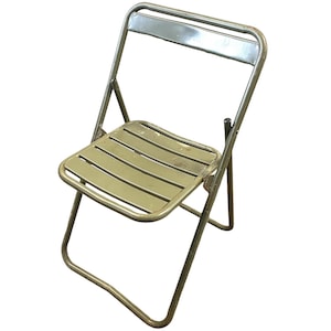Vintage French MAAMF Army Services Surplus Green Metal Folding Chair Seat circa 1973 / EVE