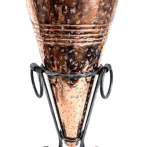 Vintage French Copper Twisted Iron Metal Umbrella Walking Stick Stand Storage Pot Container Hallway Entryway circa 1970-80&#39;s / EVE