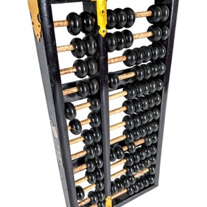 Vintage Chinese Abacus Lotus Flower Black Gold Counting Instrument Calculator Decorative Ornament Display China c1970-80&#39;s / EVE