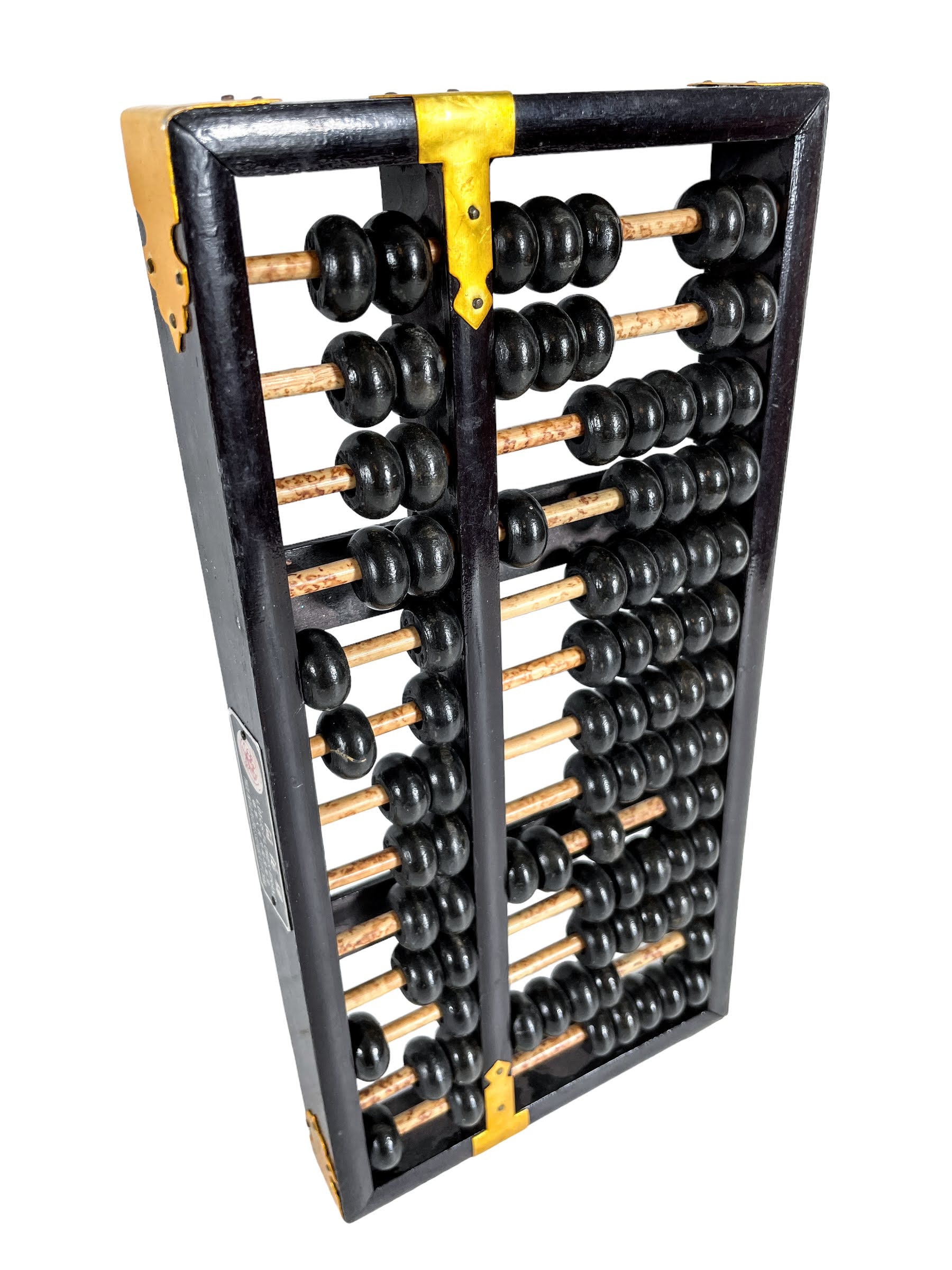 Vintage Chinese Abacus Lotus Flower Black Gold Counting Instrument ...