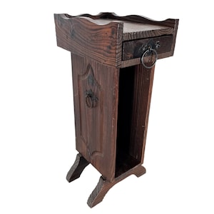 Vintage French Wooden Large Magazine Rack Side TV Table Shelf Stand Cup circa 1960-70&#39;s / EVE