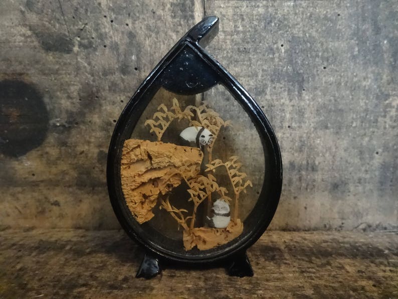 Vintage Chinese Carved Cork Ornament Miniature Landscape Display Decorative Piece circa 1970-80/'s English Shop