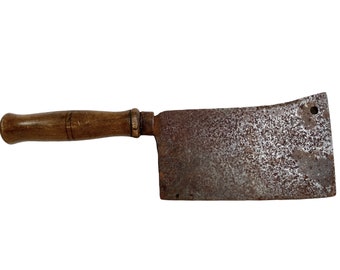 Vintage French Butcher Large Cleaver Knife Chopper Beef Pork Lamb Hanging Decor Rustic Kitchen circa 1950-60's / EVE of Europe