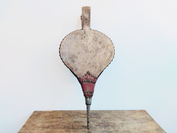 Vintage French Large Wooden Leather Bellows Fireplace Open Etsy