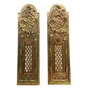 Vintage French Brass Finger Door Push Plates Decorative Fitting circa 1960-70's / EVE