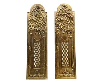 Vintage French Brass Finger Door Push Plates Decorative Fitting circa 1960-70's / EVE