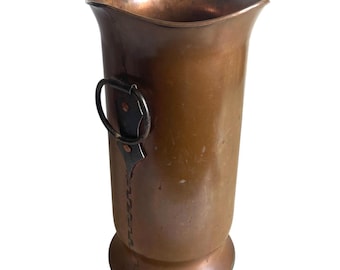 Vintage French Heavy Large Iron Copper Metal Umbrella Walking Stick Stand Storage Pot Container Hallway c1960's / EVE