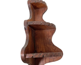Vintage French Rustic Wooden Wood Stand Corner Small Shelf Wall Hanging Display Shelfs Storage circa 1970's / EVE