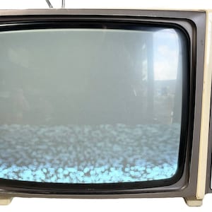 Vintage French Radiola Push Button Black And White Portable Television TV 110-220v circa 1970&#39;s / EVE