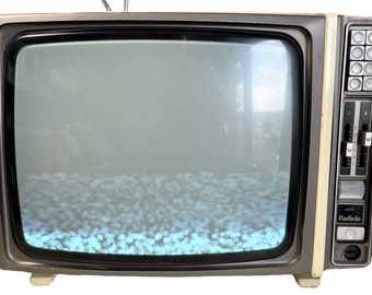 Vintage French Radiola Push Button Black And White Portable Television TV 110-220v circa 1970&#39;s / EVE
