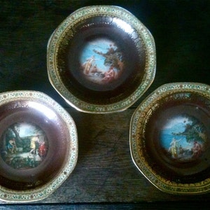 Vintage Czechoslovakian Greek Gods Brown Tea Side Plates circa 1950&#39;s / EVE of Europe