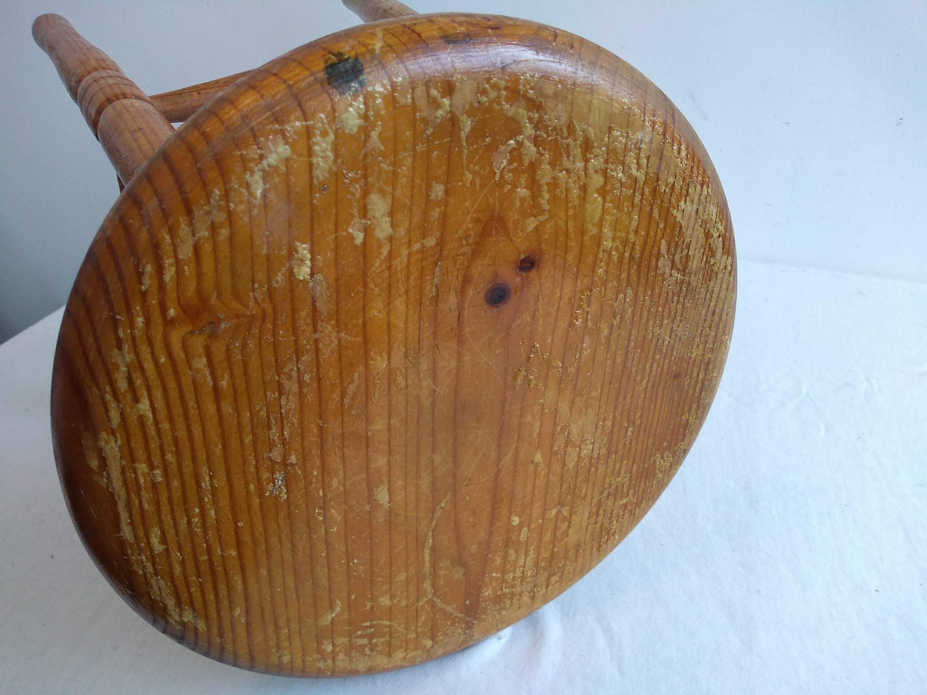 Vintage Stool French Medium Wooden Wood Milking Chair Seat Kitchen ...
