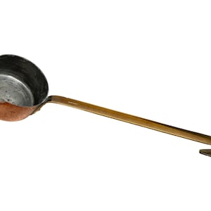 Vintage French Copper Brass Iron Metal Hanging Ladle Spoon Cutlery Cooking Kitchen Decor circa 1990&#39;s / EVE