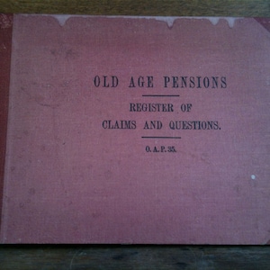 Vintage English Old Age and Pensions Claims Register Book circa 1920-30&#39;s / EVE of Europe
