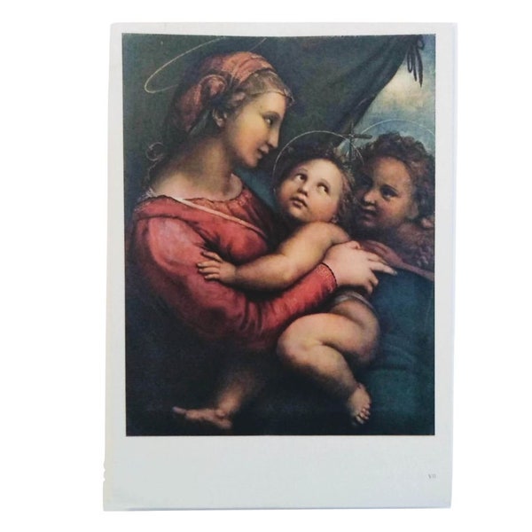 Vintage Italian Grand Master Raphael Print Reproduction Vierge A La Tenture Munich Pinacotheque Alten c1951 / EVE of Europe