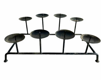 Vintage French Metal Eight 8 Candlestick Candle Stick Holder Stand Display Black Iron circa 1980-80's / EVE of England
