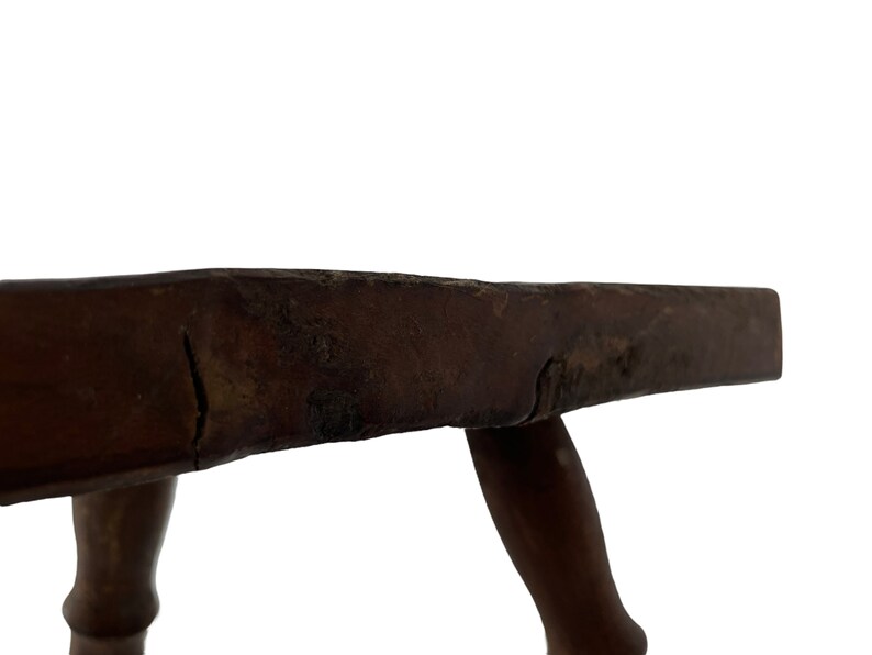 Vintage Stool French Wooden Wood Milking Chair Seat Kitchen Table Farm ...