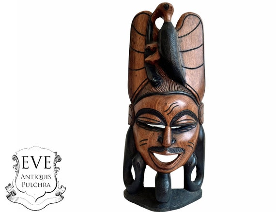 Vintage African Figurine Mask Statue Primitive Art Carving - Etsy