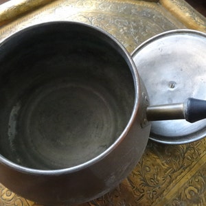 Vintage English copper metal saucepan cooking pot with lid circa 1950's / EVE of Europe image 2