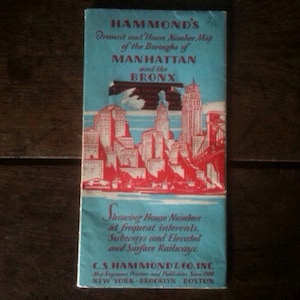 Vintage American New York Manhattan and the Bronx street map circa 1960's / EVE of Europe