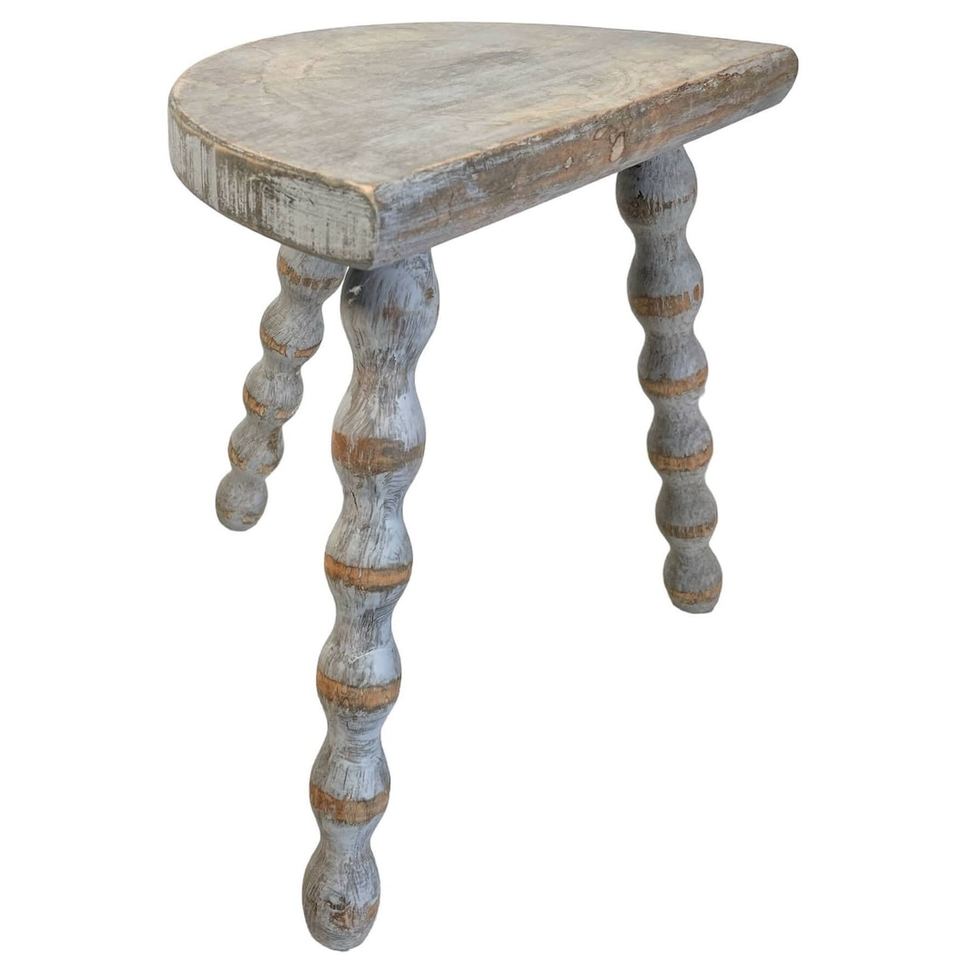 Vintage French Wooden Tripod Bobbin Leg Milking Stool Chair Seat Table ...