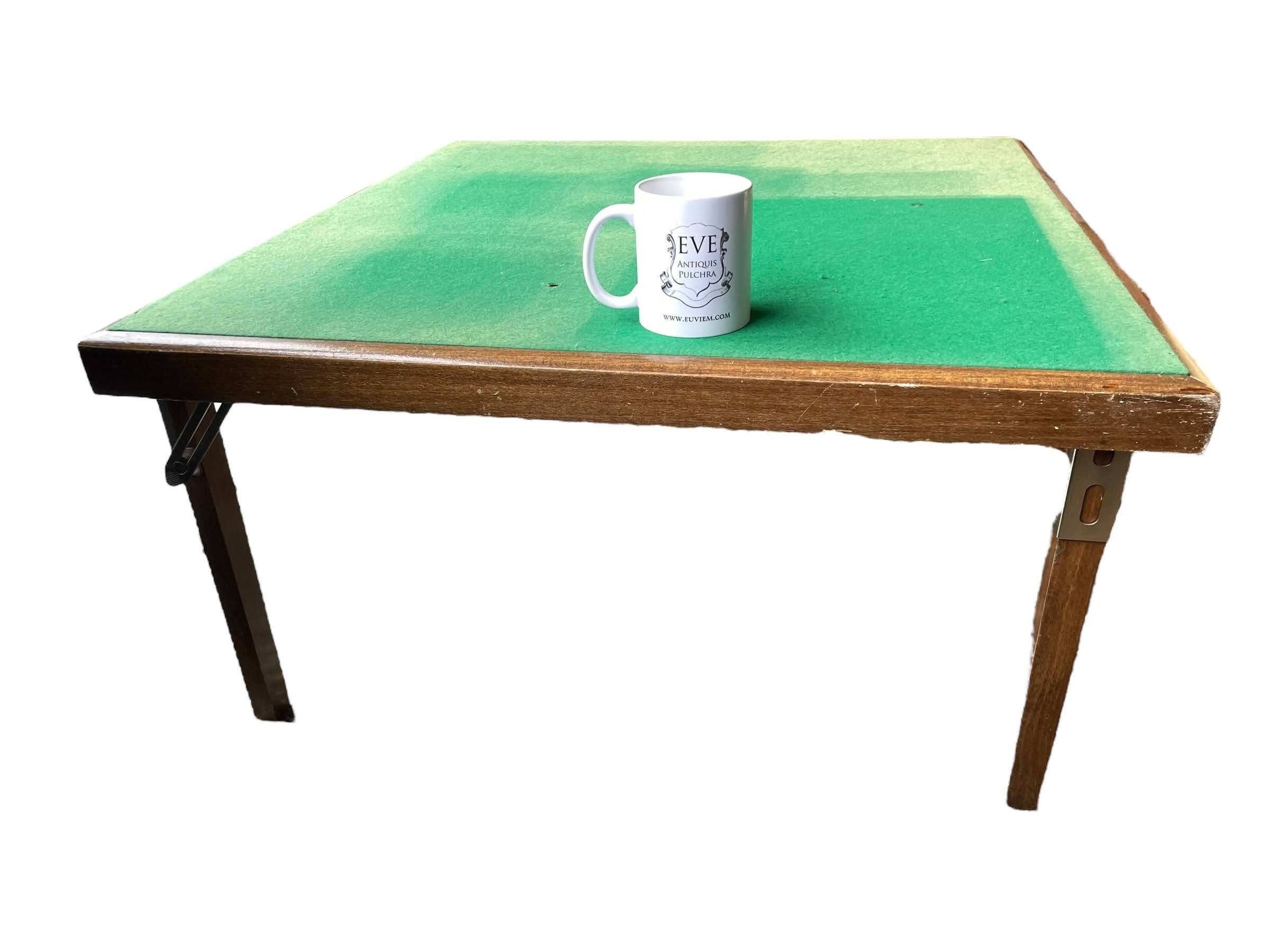 Vintage French Low Green Felt Topped Folding Wooden Foldable