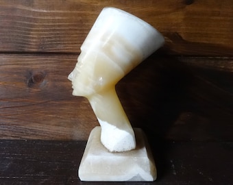 Vintage Egyptian Pharaoh stone marble figurine head bust ornament decor circa 1960-70's / EVE of Europe