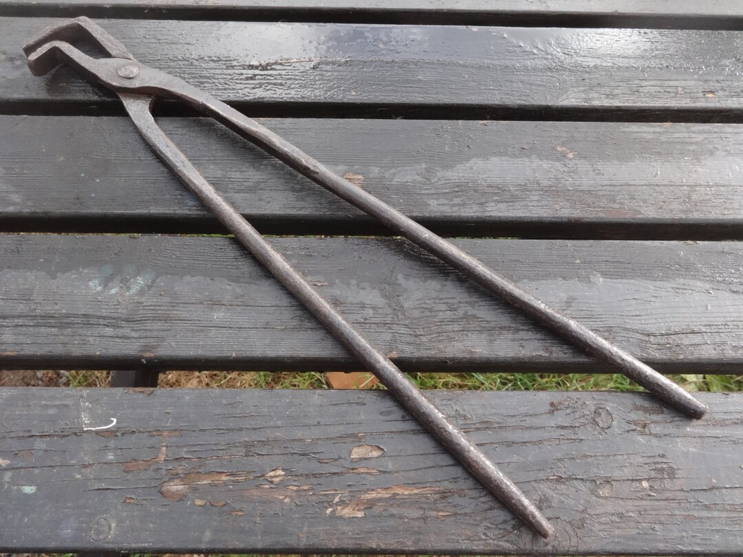 Antique French Extra Large Metal Tongs Pliers Tool Ironsmith Etsy