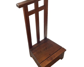 Vintage French Wooden Prayer Praying Kneel Knee Kneeler Step Stool Book Storage Tabouret Chair Prop circa 1960's / EVE
