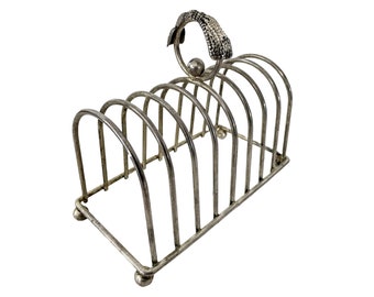 Vintage French Metal Toast Fois Gras Letter Envelope Breakfast Rack Stand Display Desk Gift circa 1970-80's / EVE