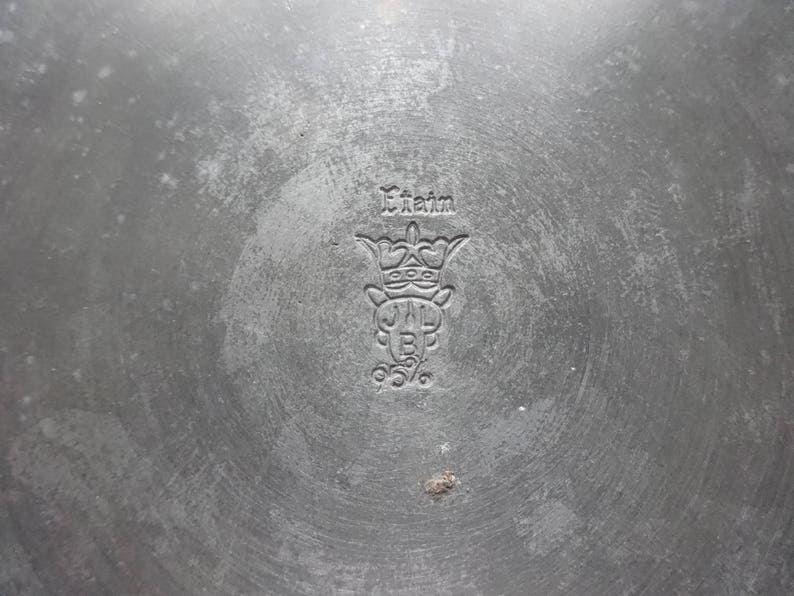 Antique French medium Pewter Etain dish tray charger platter plate serving table display old aged used circa 1900/'s English Shop