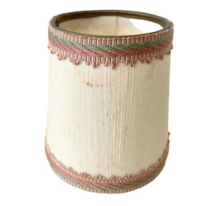Vintage French Pink Fringe Small Tiny Lamp Shade Lampshade Desk Table Light Two Available circa 1960-70&#39;s / EVE