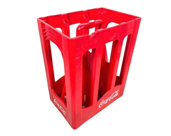 Vintage French Coca Cola Red Plastic 6 1.5l Bottle Crate Caddie Holder Basket Case Carrier Stand circa 2000 / EVE